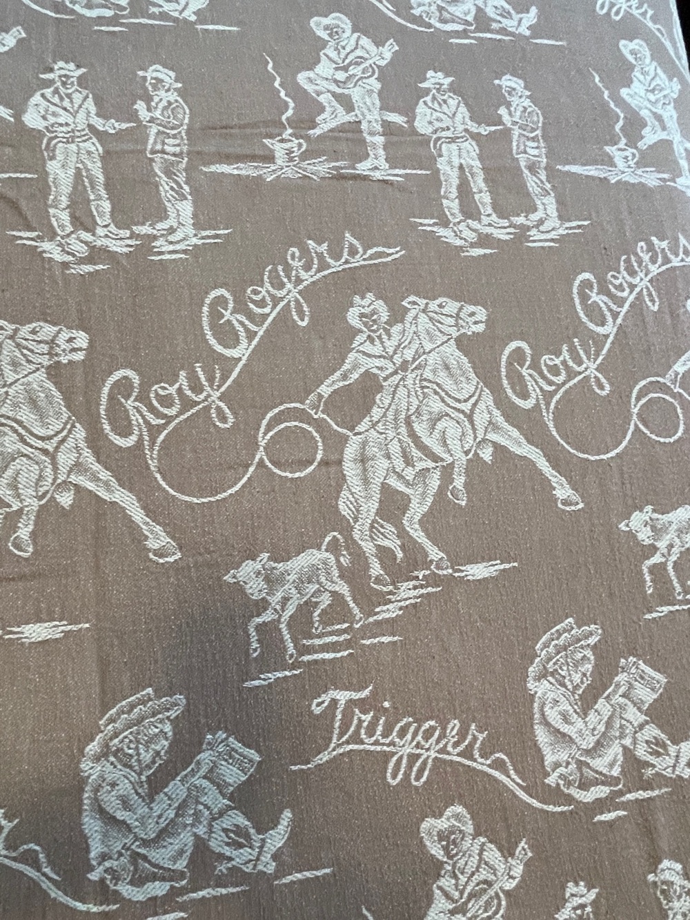 Vintage 1950’s Roy Roger’s Cotton Blanket/Bedspread 70” x 77”